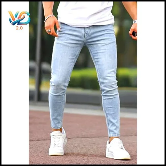 Skinny Jeans Stretch Tapered Leg Slim Fit Elastic Waist Modern Casual